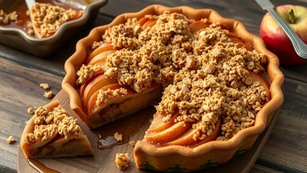 Knäckig äppelpaj med havregryn och sirap
