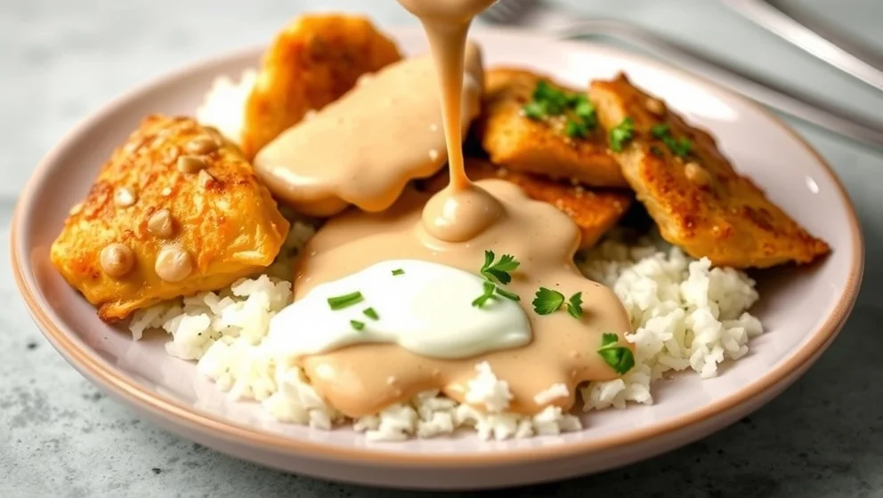 Sås till kyckling och ris med crème fraiche